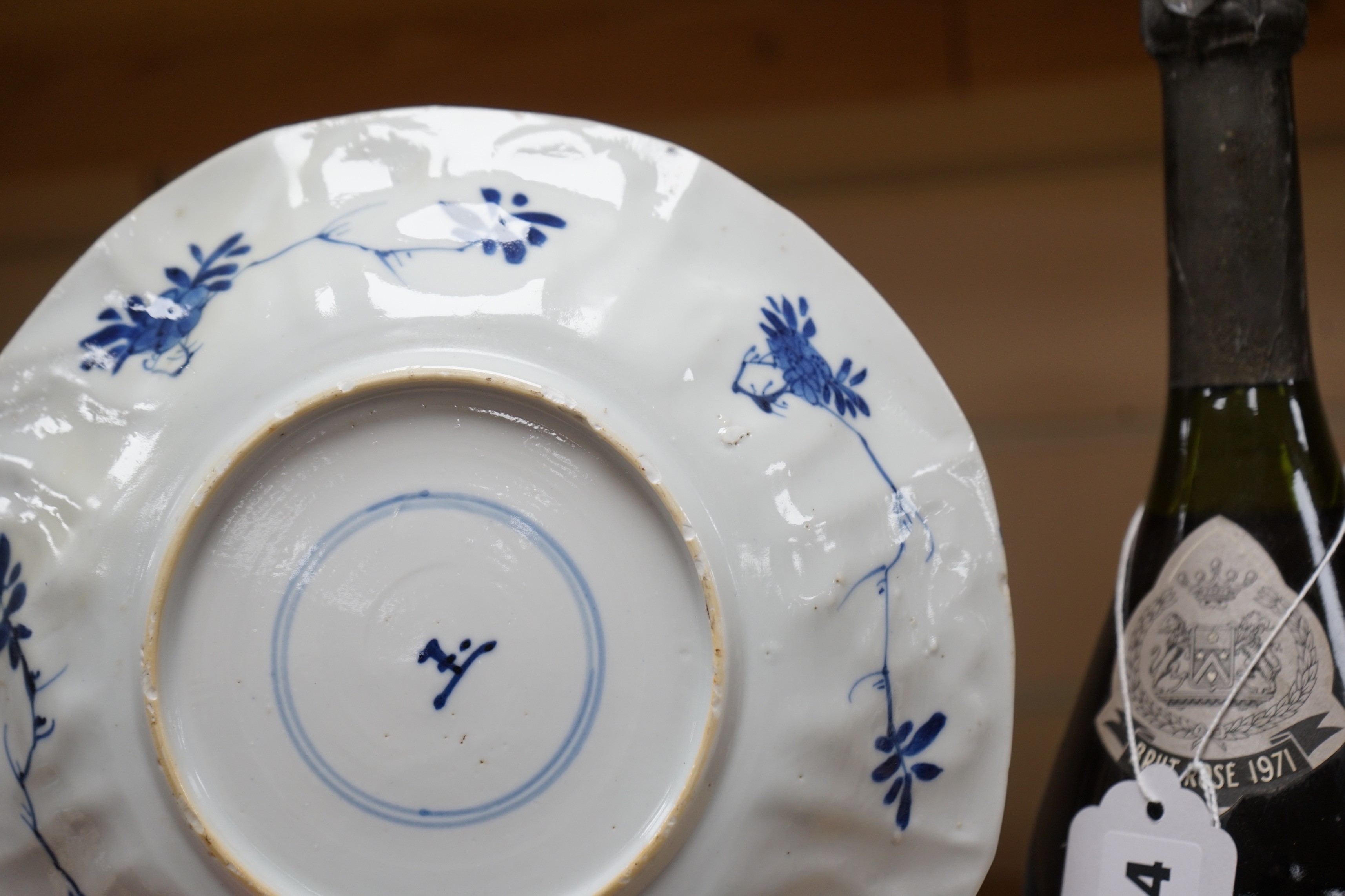 Eight Chinese blue and white octagonal plates, Kangxi period, 20.3 cm wide